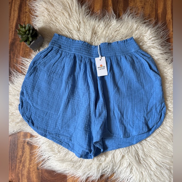 Marine Layer Pants - Marine Layer Gigi Crinkle Double Cloth Shorts Blue NWT